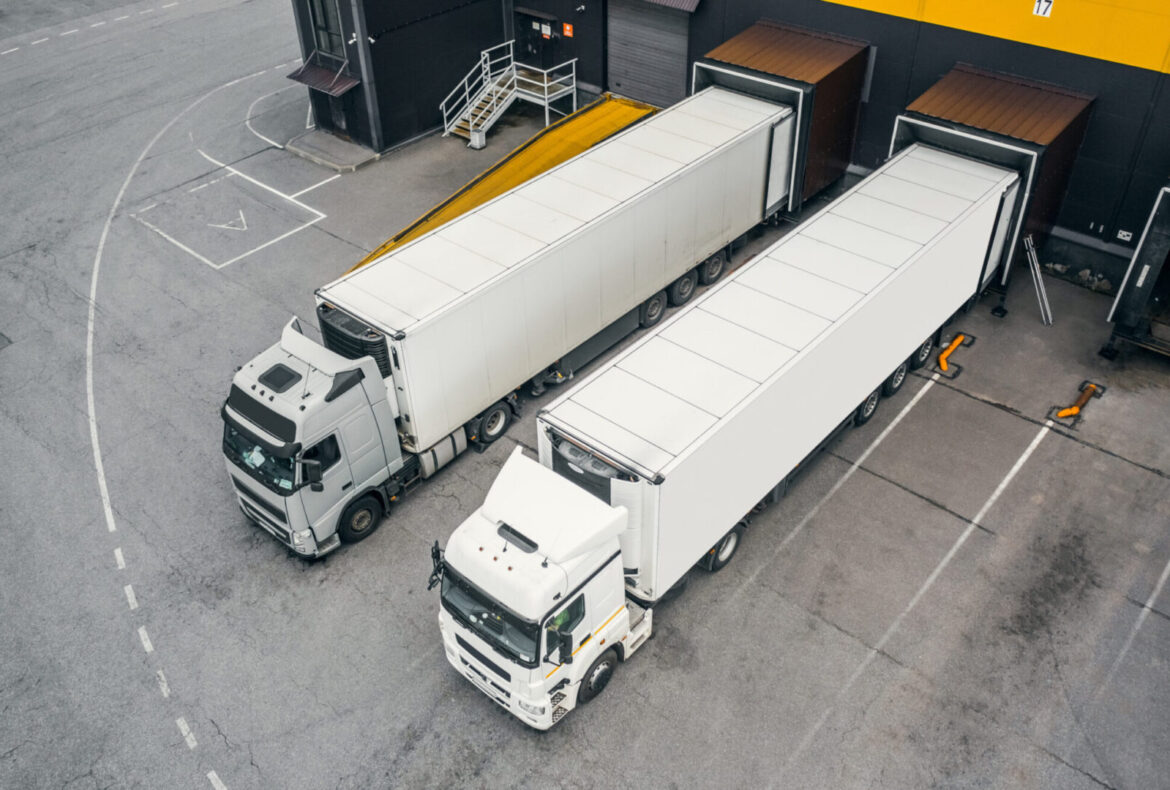 Trucks in the distribution hub